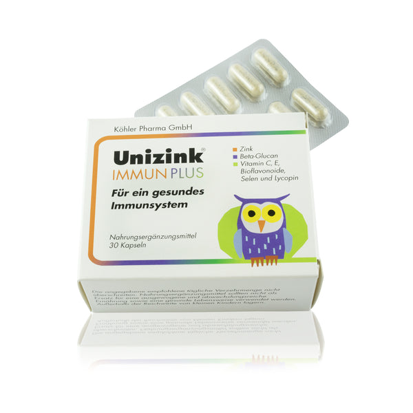 Unizink® Immun Plus, Nahrungsergänzungsmittel für ein gesundes Immunsystem, mit lebenswichtigen Vitaminen und Mineralien, 30 Kapseln