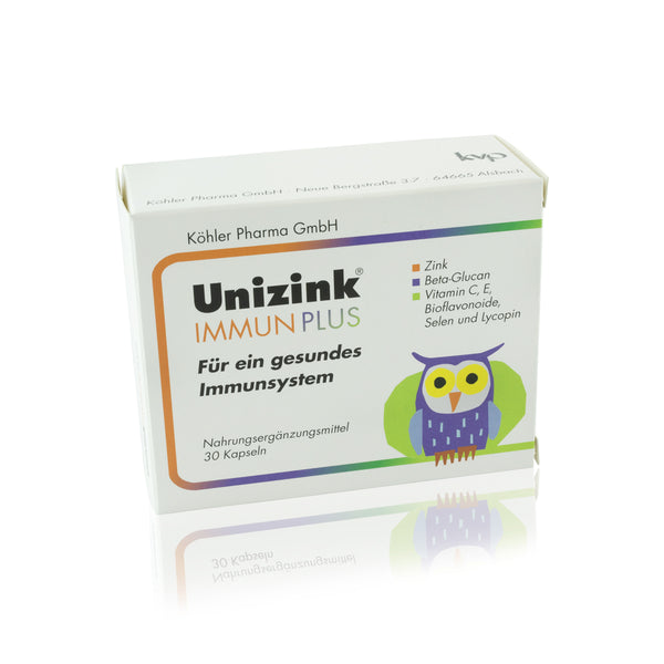 Unizink® Immun Plus, Nahrungsergänzungsmittel für ein gesundes Immunsystem, mit lebenswichtigen Vitaminen und Mineralien, 30 Kapseln