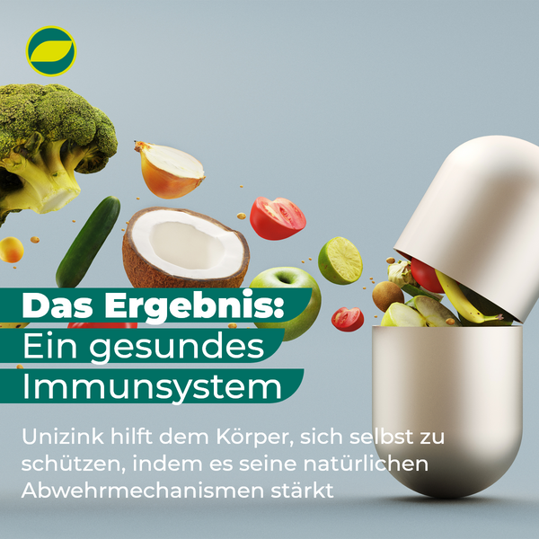 Unizink® Immun Plus, Nahrungsergänzungsmittel für ein gesundes Immunsystem, mit lebenswichtigen Vitaminen und Mineralien, 30 Kapseln